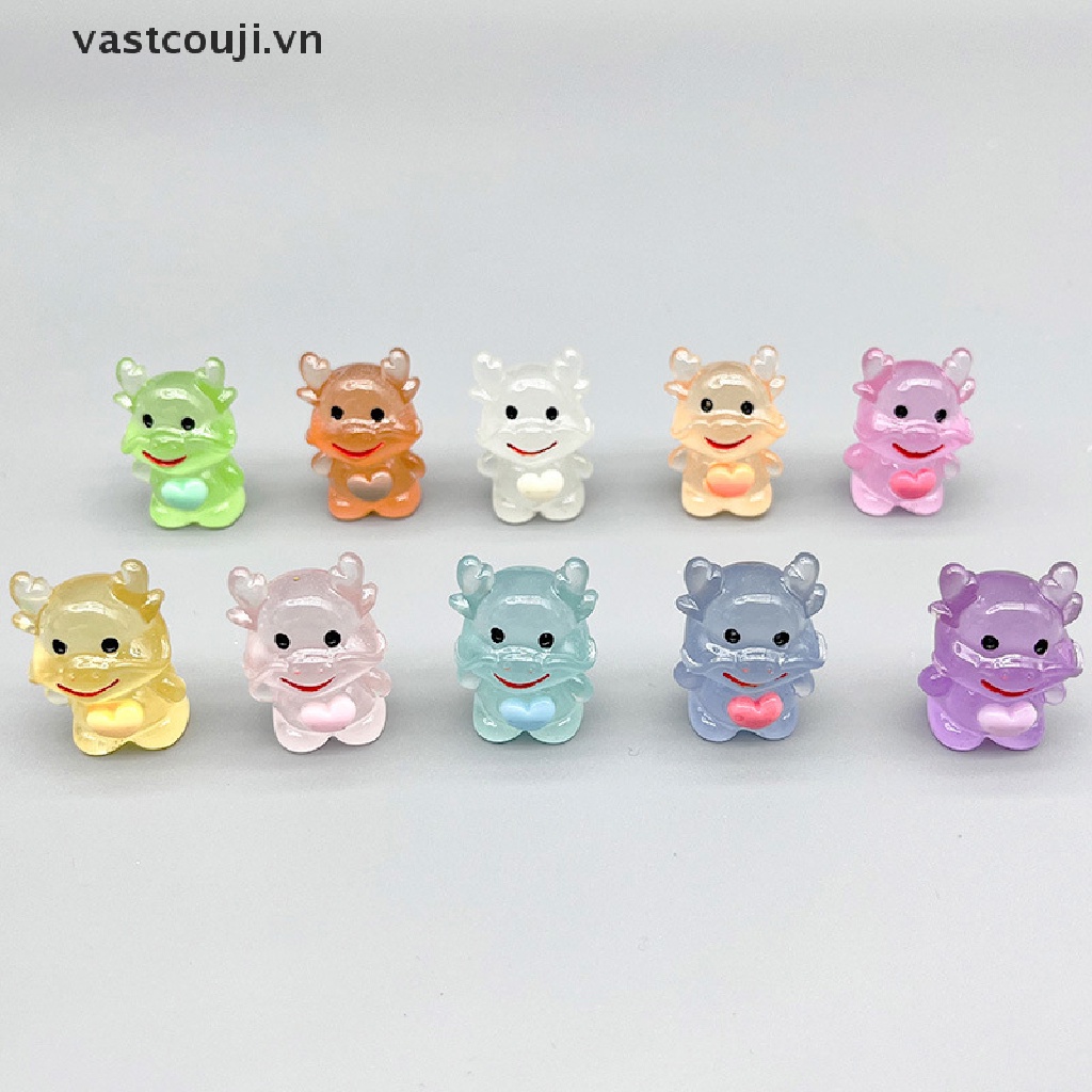 Set 2 Tượng Rồng VASTJI Dạ Quang Mini Bằng Nhựa Resin Trang Trí Xe Hơi