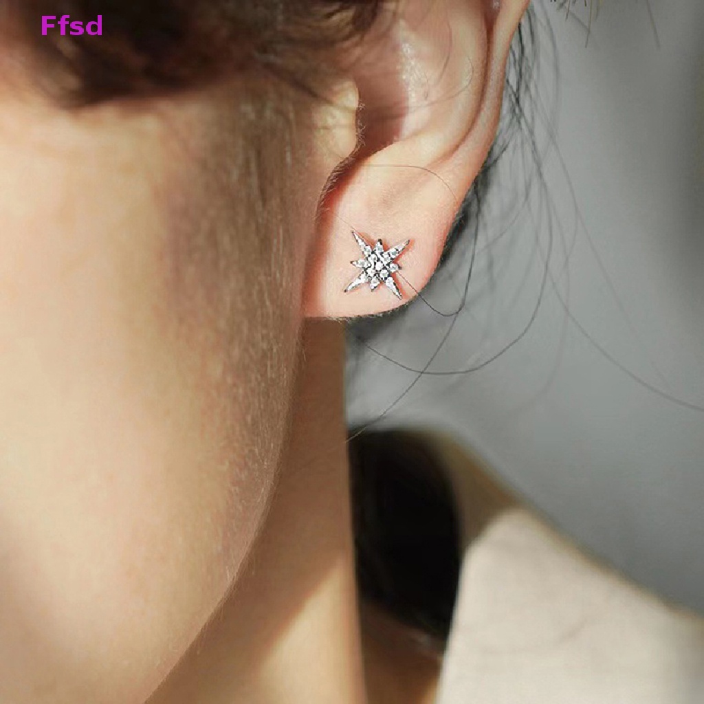 1 Đôi Khuyên Tai Đính Đá Zircon Hình Ngôi Sao Thời Trang Cho Nữ