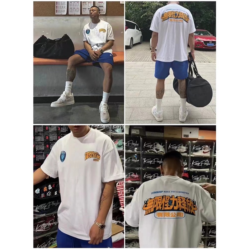 Sta &amp; - Mùa Hè BK Áo Thun Tay Ngắn Dáng Rộng Họa Tiết Infinite Force Nhả Nhanh Cho Nam Và Nữ