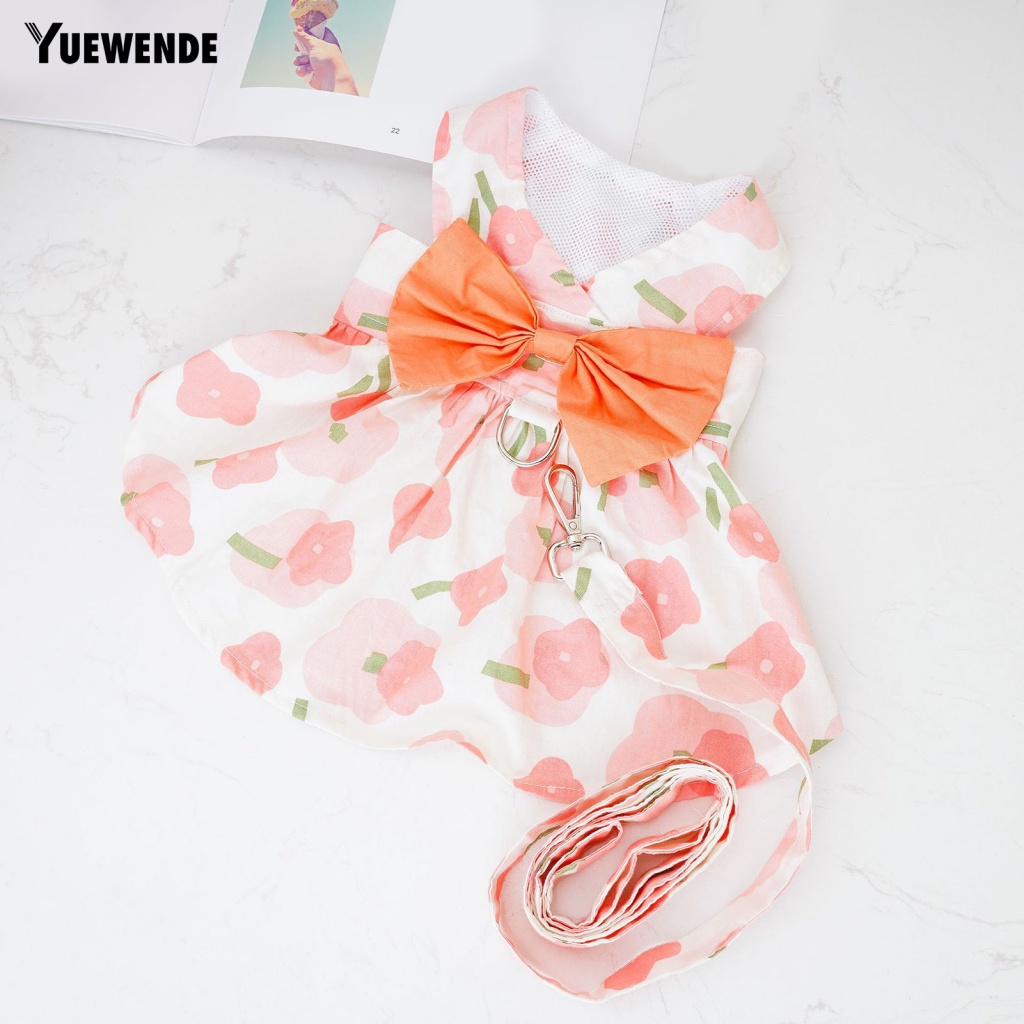 Yue.z Set Áo Và Chân Váy In Hoa Siêu Mỏng Thoải Mái Dễ Lau Chùi Thời Trang Mùa Hè Dành Cho Cún Cưng