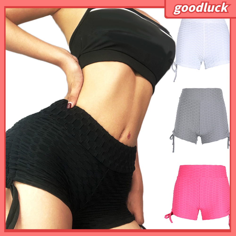 Quần Short Dây Rút Co Giãn Màu Trơn Dùng Tập Yoga / Chạy Bộ Cho Nữ
