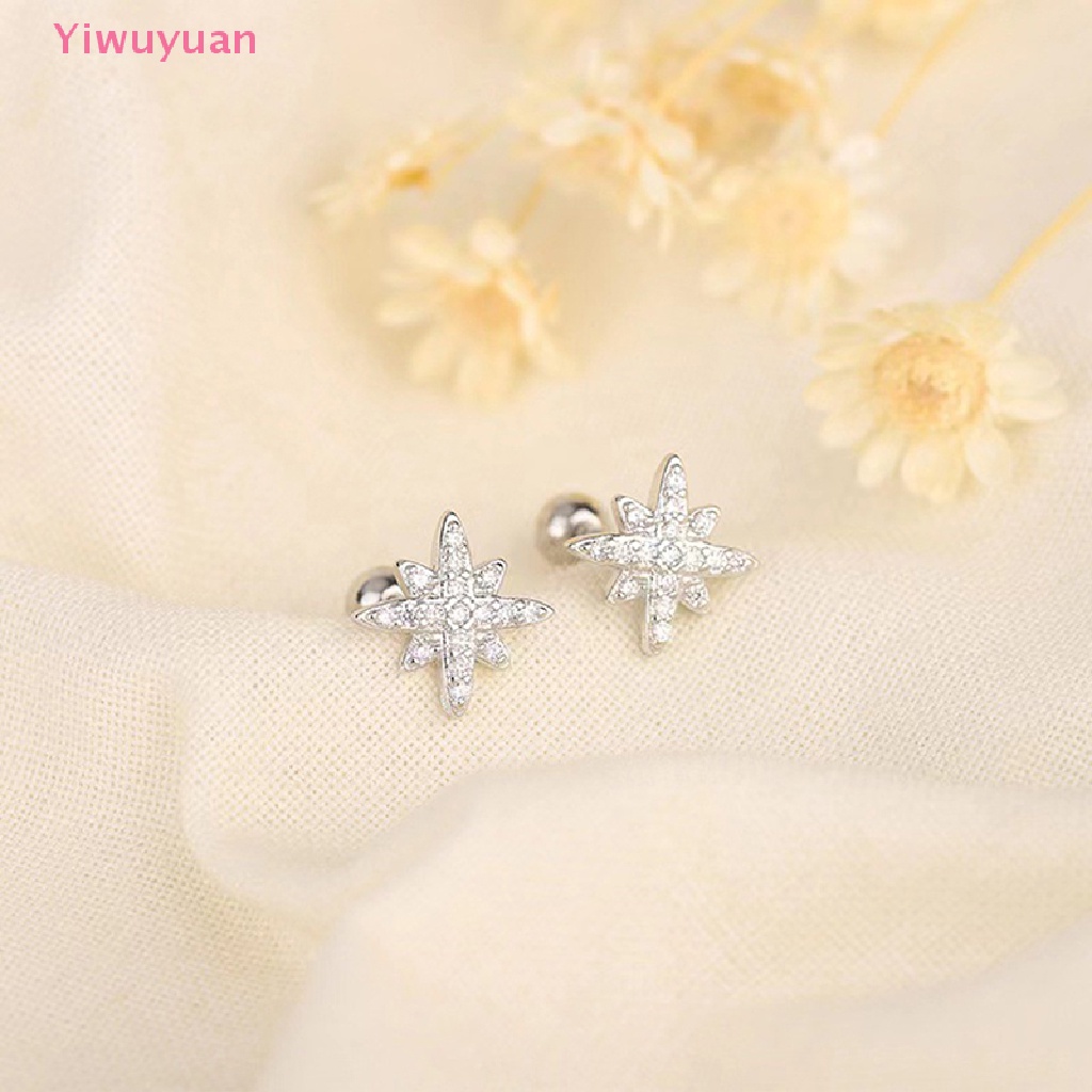 1 Đôi Khuyên Tai Đính Đá Zircon Hình Ngôi Sao Thời Trang Mới