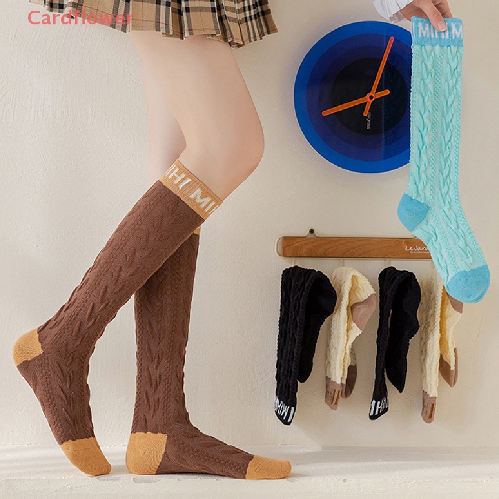 < Cardflower > Vớ Cao Ngang Bắp Chân Mỏng Thoáng Khí Họa Tiết Ba Chiều Vintage Nhật Bản Thời Trang Xuân Hè Mới