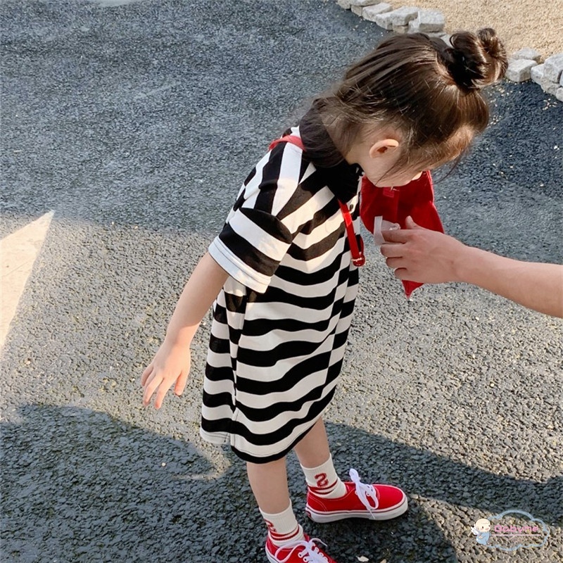 Đầm Công Chúa Họa Tiết Kẻ Sọc Phong Cách Hàn Quốc Xinh Xắn Thời Trang Cho Bé Gái