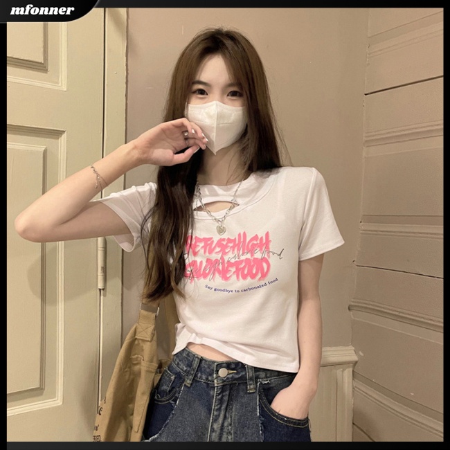 Áo Thun Croptop Tay Ngắn Cổ Tròn Dáng Ôm Thời Trang Mùa Hè Xinh Xắn Cho Nữ