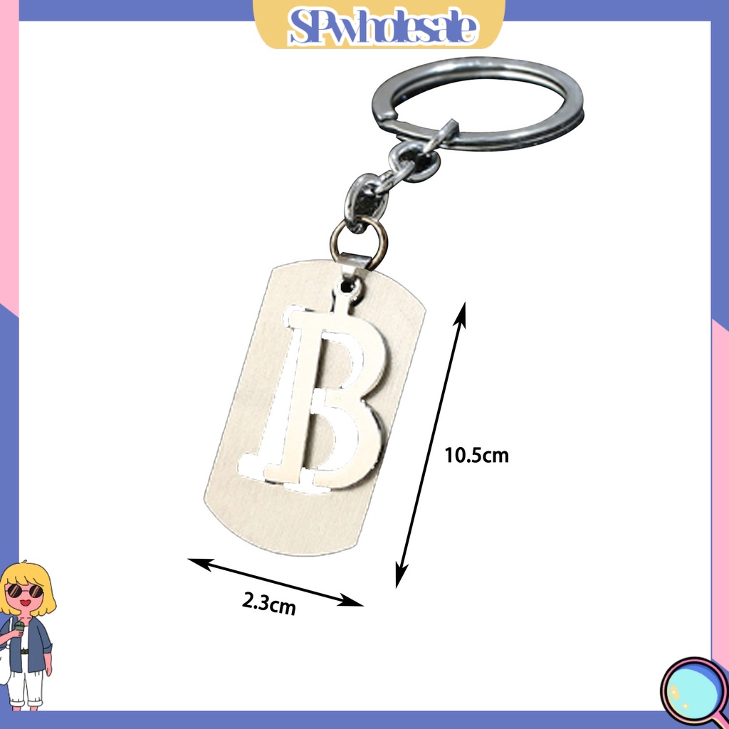 <SPwholesale> Móc Chìa Khóa Dạng Ví Bề Mặt Mịn Bằng Thép Không Gỉ Có Thể Tái Sử Dụng Đa Năng In Chữ Cái A-Z Cho Nam Và Nữ
