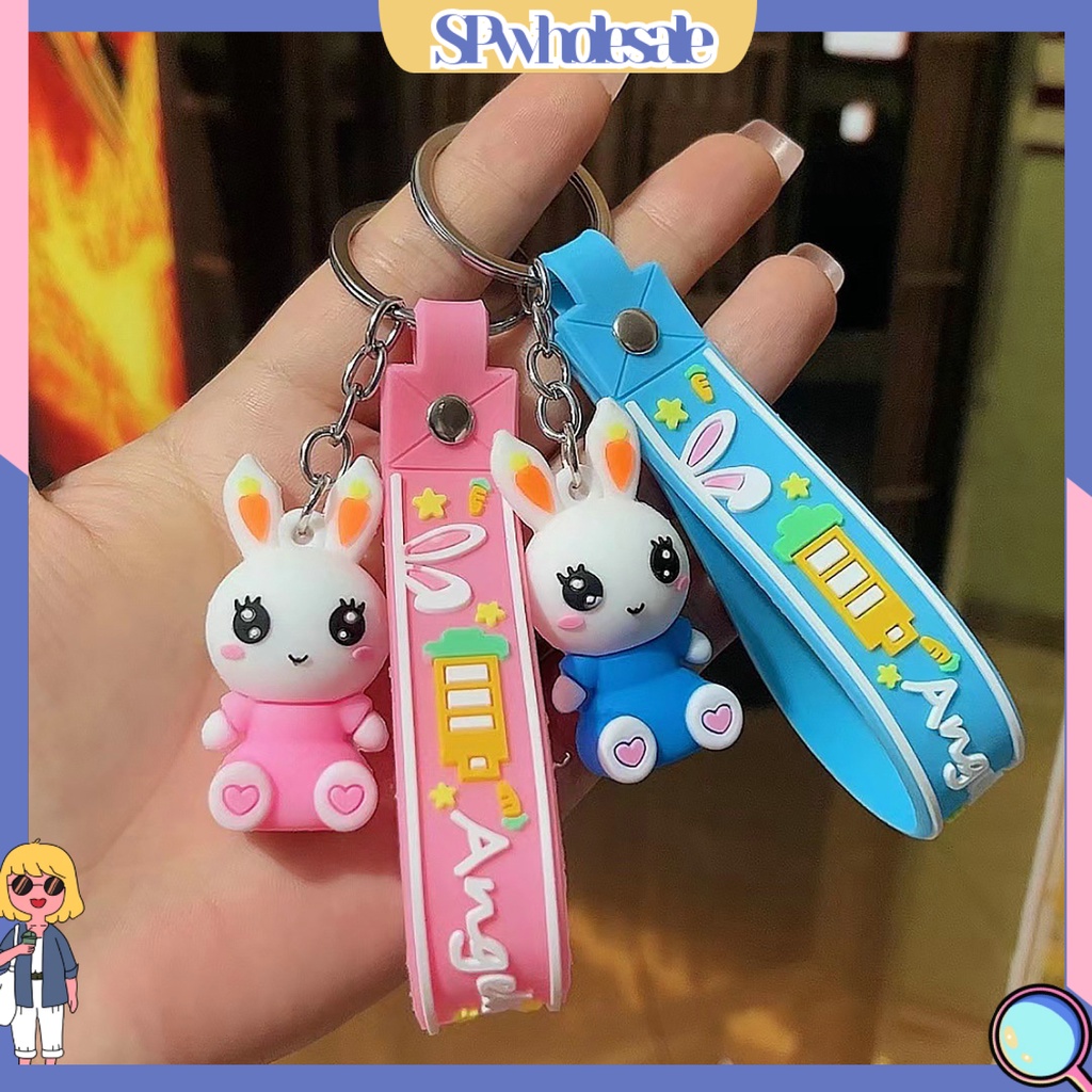 <SPwholesale> Móc Khóa Búp Bê Thỏ Hoạt Hình Ba Chiều Màu Sắc Sống Động Trang Trí Ba Chiều