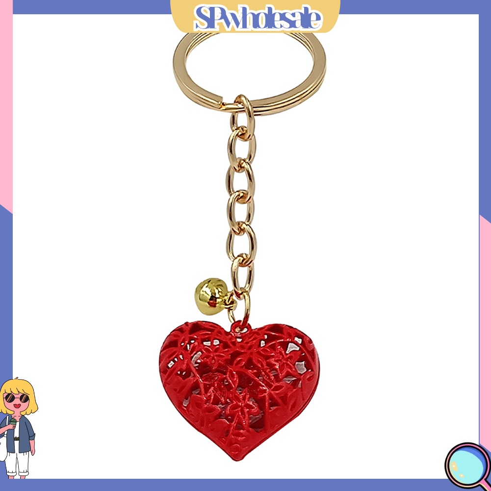 <SPwholesale> Móc Chìa Khóa Hình Trái Tim Khoét Rỗng Gắn Chuông Sành Điệu Unisex