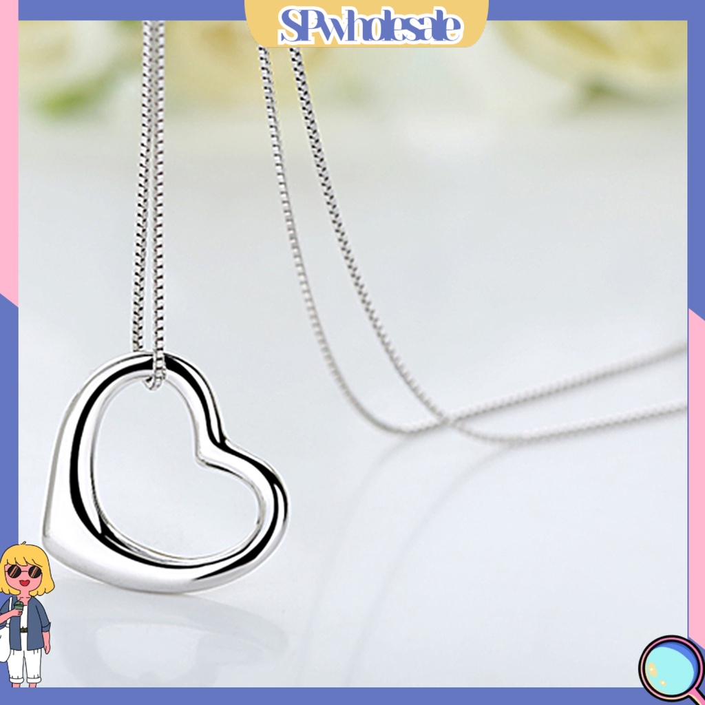 Vòng cổ Mạ Bạc 925 Mặt Hình Trái Tim Sáng Tạo Thời Trang Dành Cho Nữ
