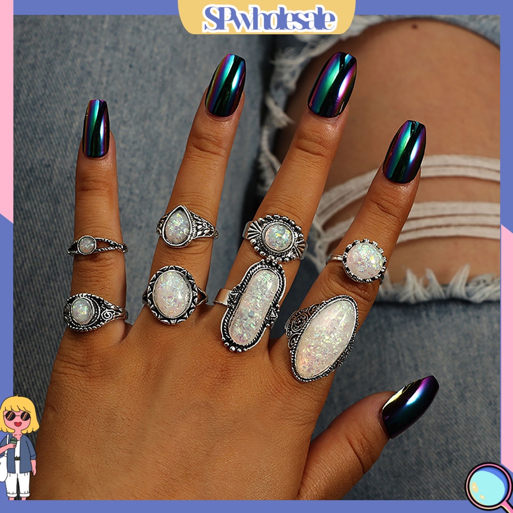 <SPwholesale> Set 8 Nhẫn Đeo Khớp Ngón Tay Phong Cách Vintage