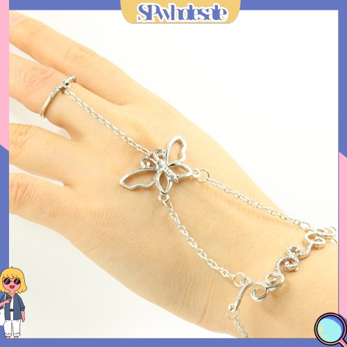 <SPwholesale> Vòng Đeo Tay Nối Nhẫn Hình Bướm Rỗng Sang Trọng Thời Trang Cho Nữ