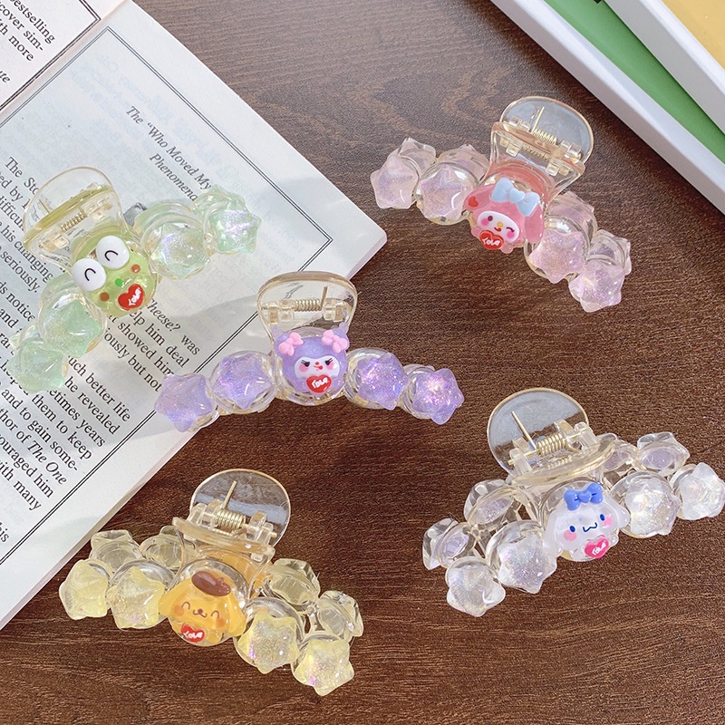 SANRIO Kẹp Tóc Lớn Trong Suốt Họa Tiết Hoạt Hình Dễ Thương Cho Nữ