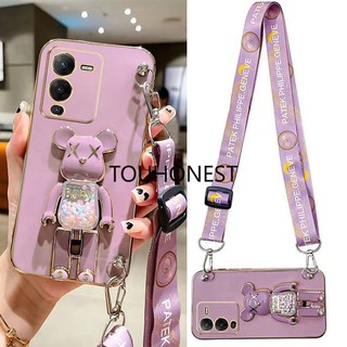Ốp Điện Thoại Vivo V25 Pro Case Vivo Y71 Ốp Lưng Vivo Y71i Ốp Lưng Vivo Y70S Y70T Case Vivo Y72 Case Vivo Y97 Case Vivo S15 Pro Case Vivo S15E Case Vivo S10 Case Silicone Anime Cute Kaws Bear Stand Cartoon Wrist Band Phone Case Casing Cover Cases TS