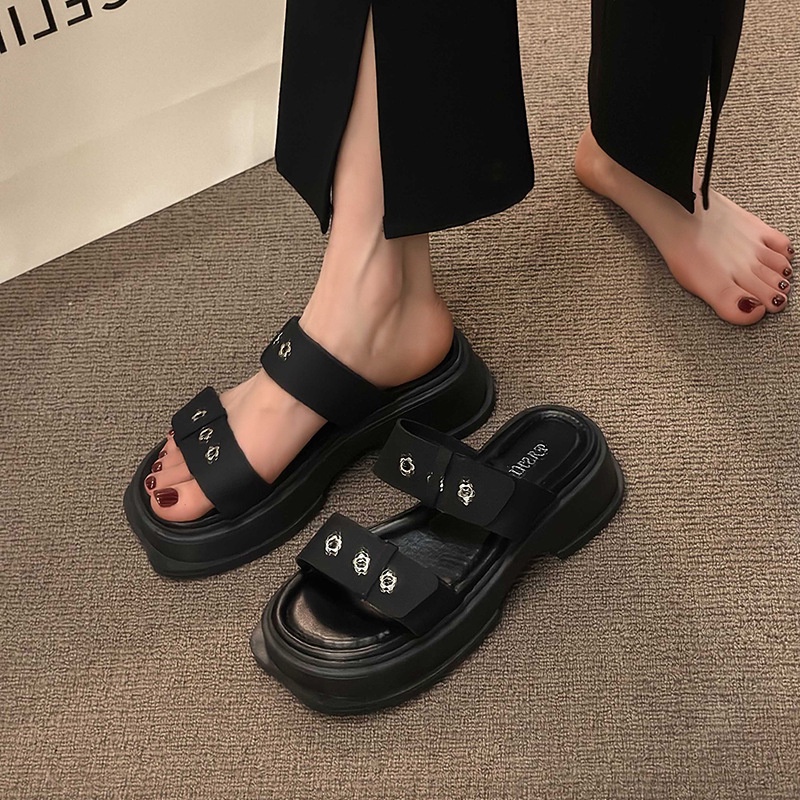 Xăng đan Đế Dày 5.5cm Hở Mũi Thời Trang Đi Biển Cho Nữ