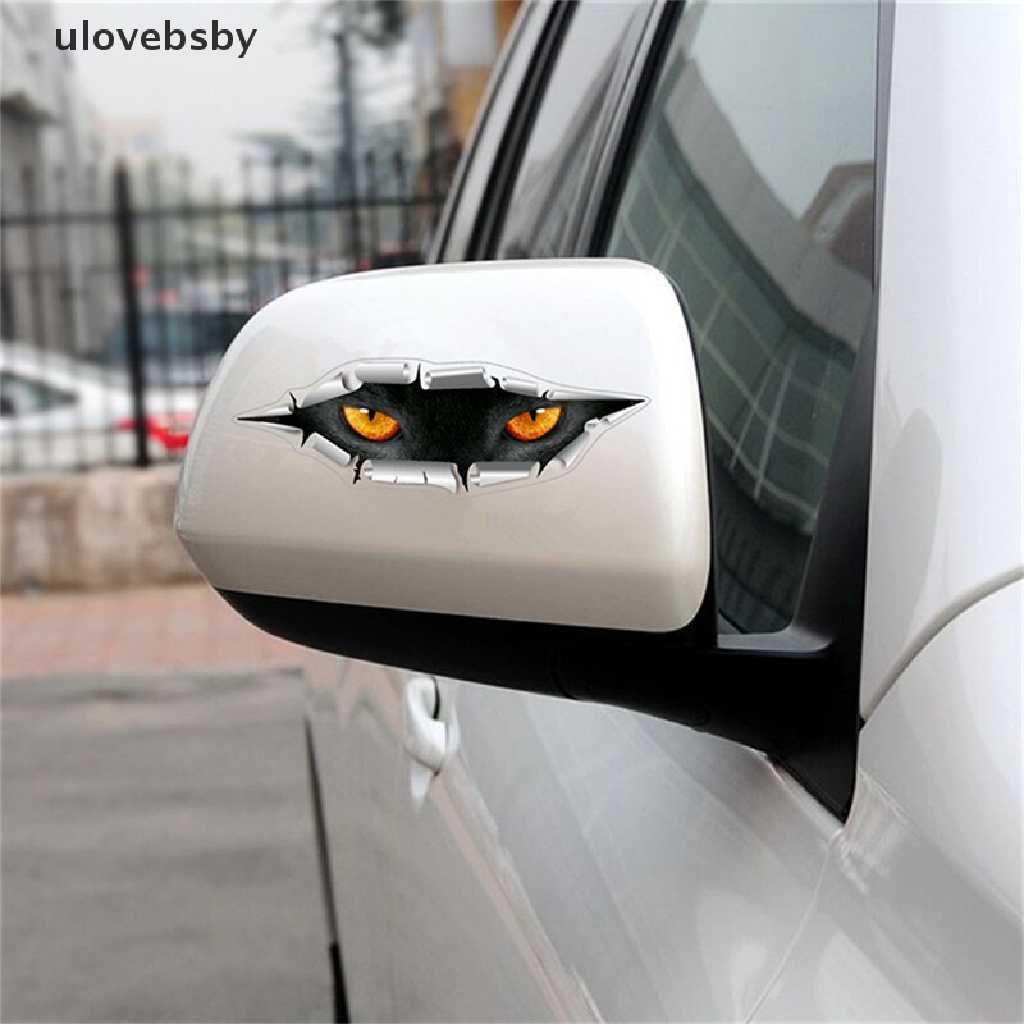 Sticker 3D Chống Thấm Nước Hình Đôi Mắt Mèo Ngộ Nghĩnh Trang Trí Xe Hơi