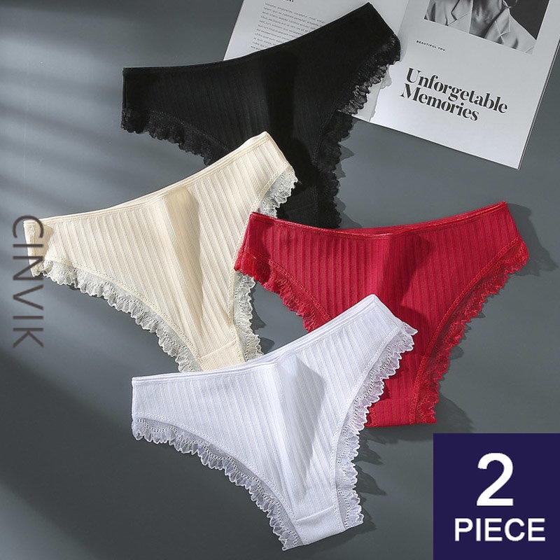 Bộ 2 Quần Lót Ren Không Đường May Plus Size S-Xxl