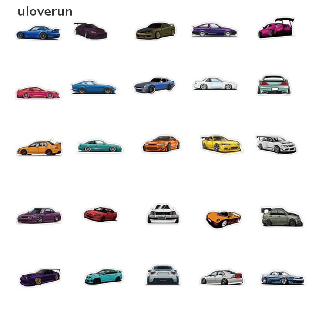 Bộ 50 Miếng Dán Trang Trí Ván Trượt / Guitar / Xe Hơi Họa Tiết Graffiti Dễ Thương