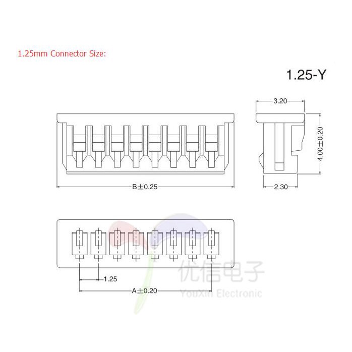 Set 5 Đầu Nối Dây Điện XH 1.25 JST 2 / 3 / 4 / 5 / 6 / 7 / 8 / 9 / 10 Pin 10cm DIY