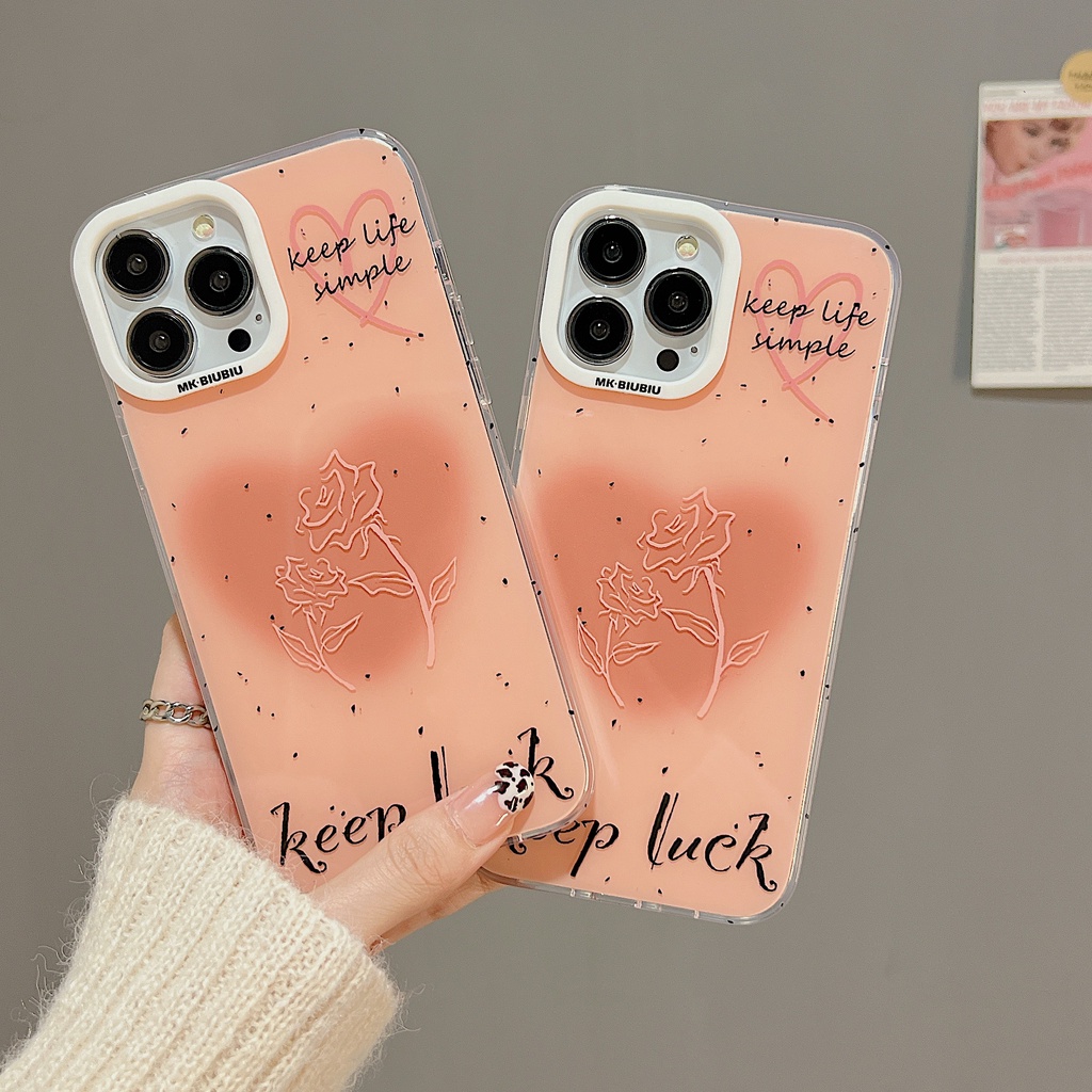 Ốp Điện Thoại TPU Dẻo Trong Suốt Họa Tiết Hoa Hồng Đơn Giản Xinh Xắn Cho iphone 14 13 11 12 Pro Max