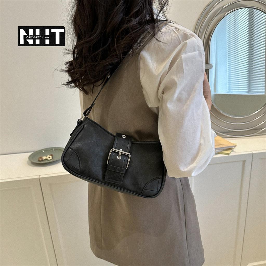 Túi xách màu trơn phong cách Gothic y2k cho nữ