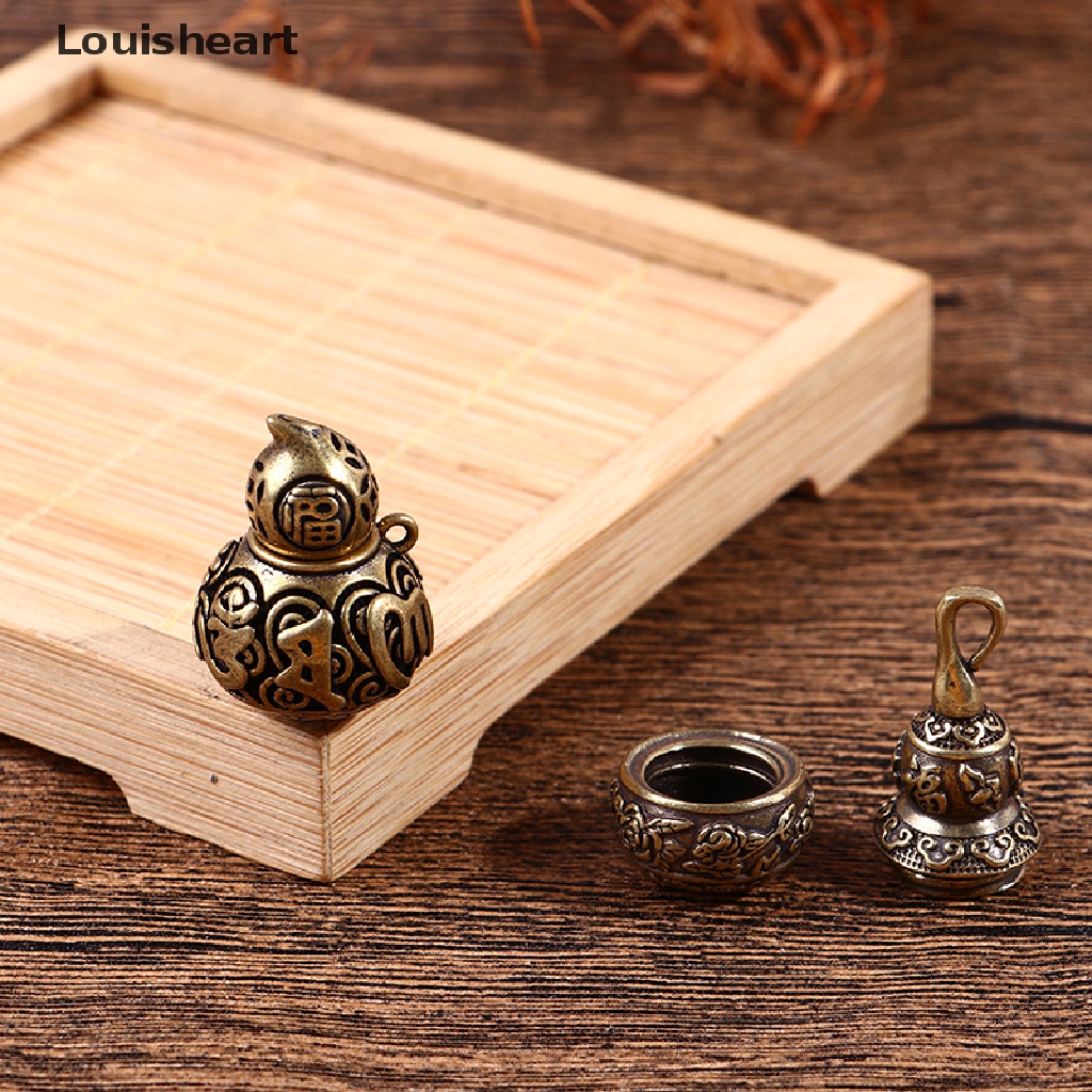 Louisheart Hộp Đựng Thuốc Bằng Đồng Thau Hình Hoa Sen / Quả Bầu May Mắn Có Móc Khóa
