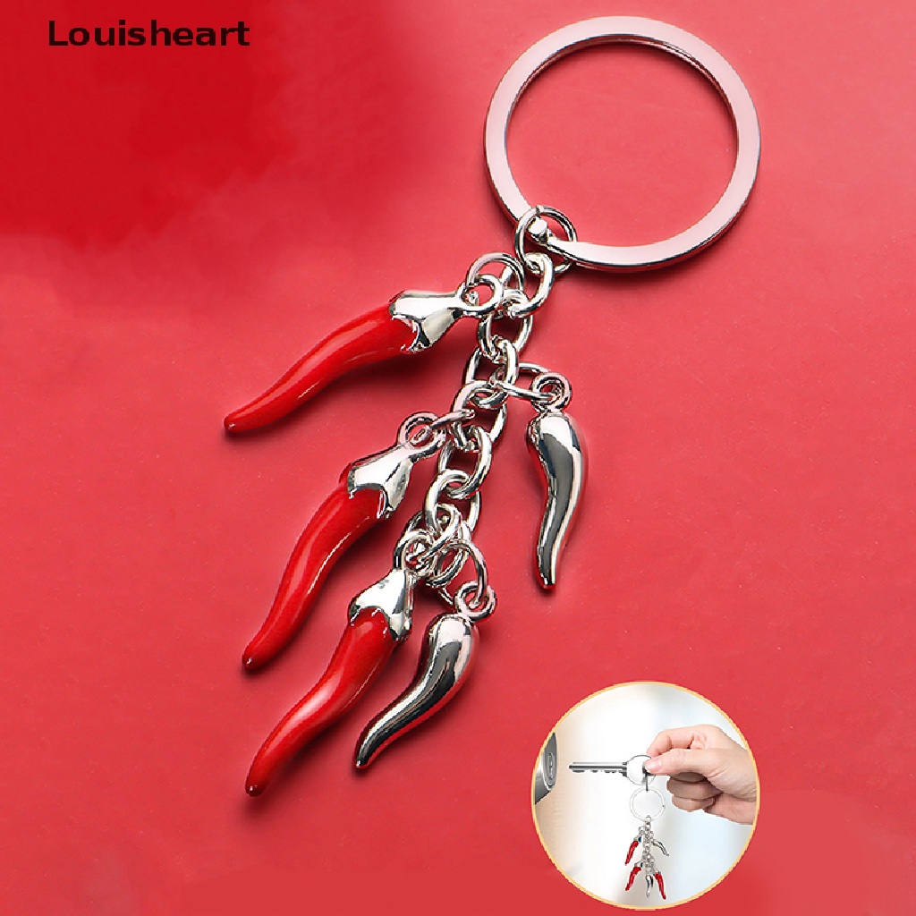 Louisheart Móc Khóa Hình Quả Ớt Đỏ Mini Bằng Hợp Kim Sáng Tạo