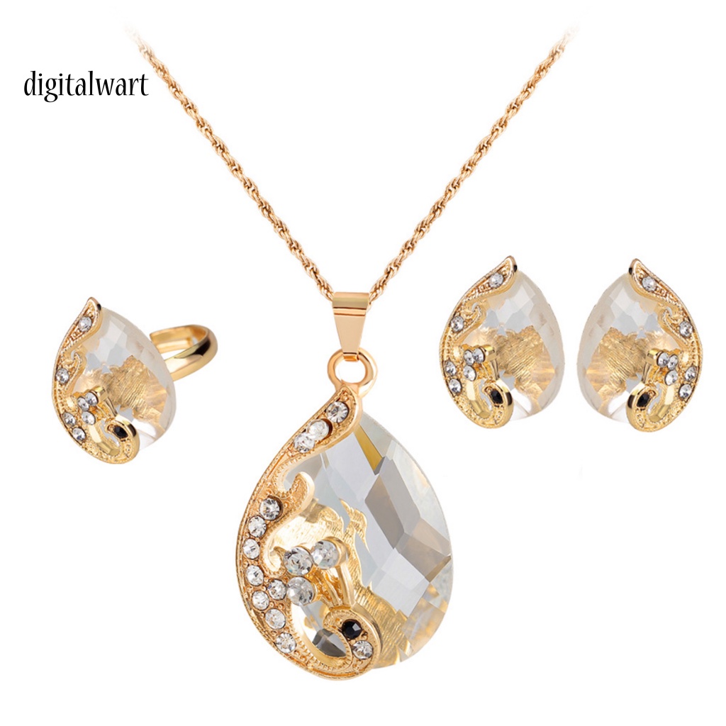 Kỹ Thuật Số| 1 Bộ Trang Sức Hình Con Công Đính Đá Thời Trang Dành Cho Nữ