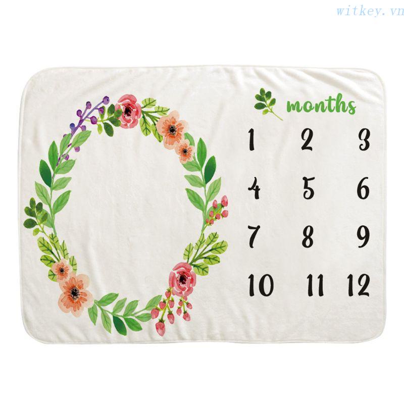 Chăn In Họa Tiết Vòng Hoa Đánh Dấu Cột Mốc Phát Triển Theo Tháng Làm Phụ Kiện Chụp Ảnh Cho Bé