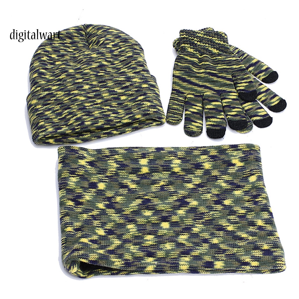 Kỹ Thuật Số| Set Mũ Len Kèm Khăn Choàng Và Găng Tay Lông Xù Thời Trang Thu Đông Cho Nam