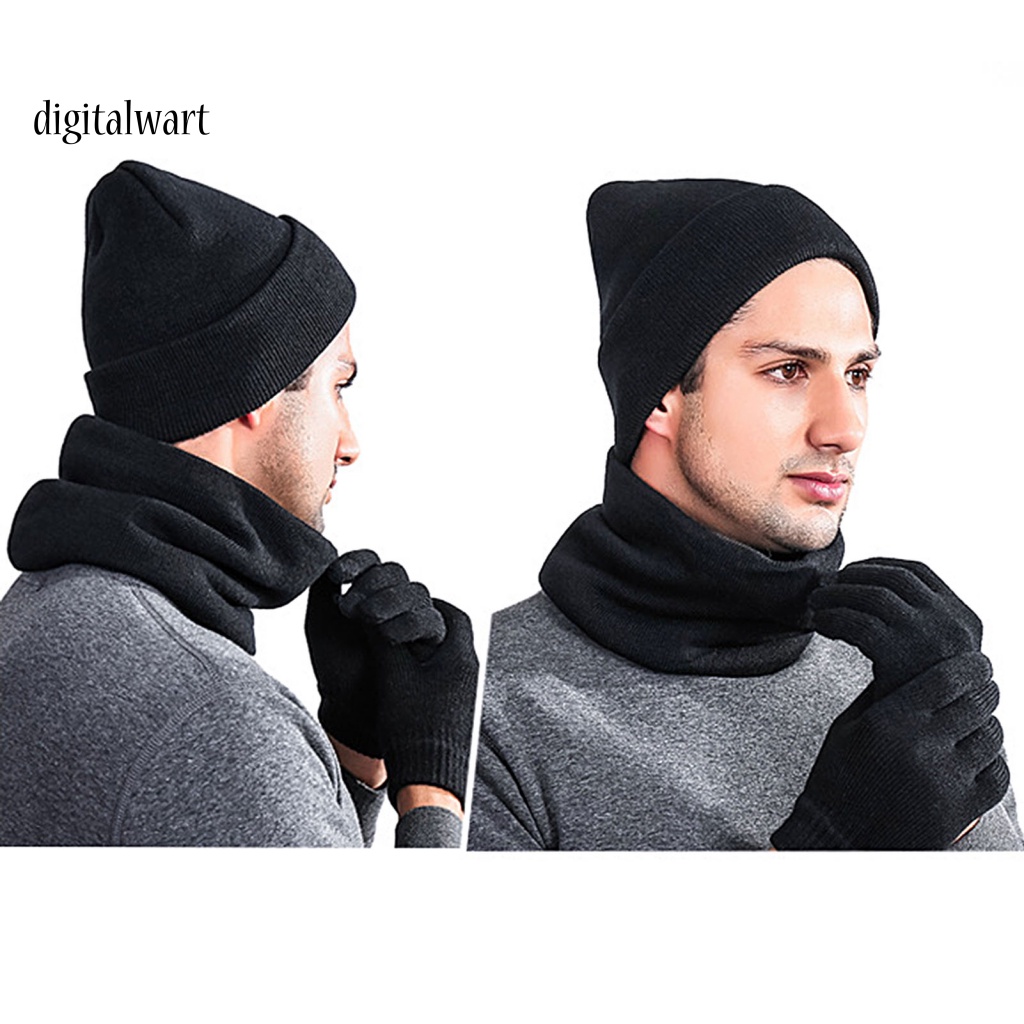 Kỹ Thuật Số| Set Mũ Len Kèm Khăn Choàng Và Găng Tay Lông Xù Thời Trang Thu Đông Cho Nam