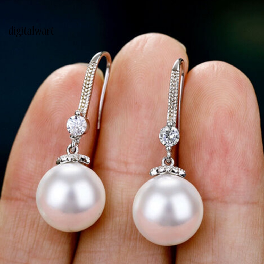 Kỹ Thuật Số| 1 Đôi Bông Tai Móc Đính Ngọc Trai Giả Lấp Lánh Thời Trang Dự Tiệc