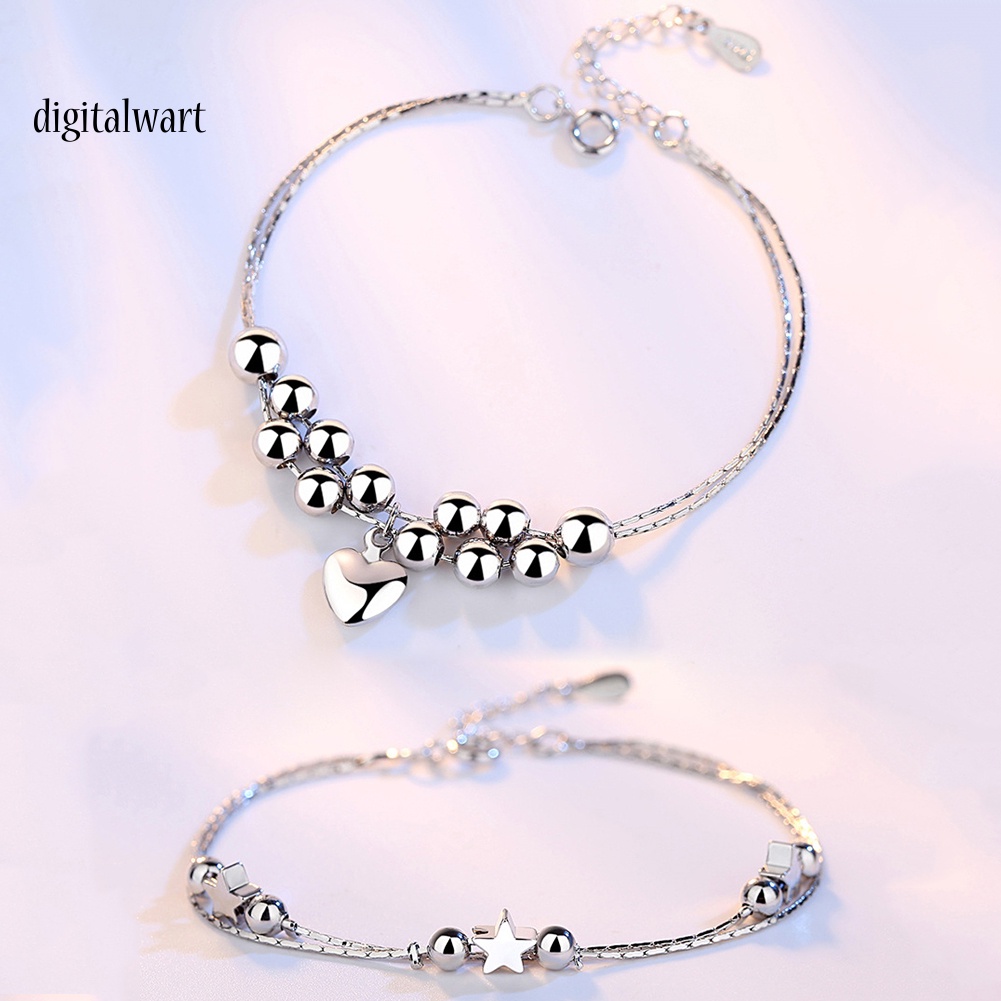 Kỹ Thuật Số| Vòng Tay Chuỗi Hạt Mặt Hình Ngôi Sao / Trái Tim Thời Trang Cho Nữ