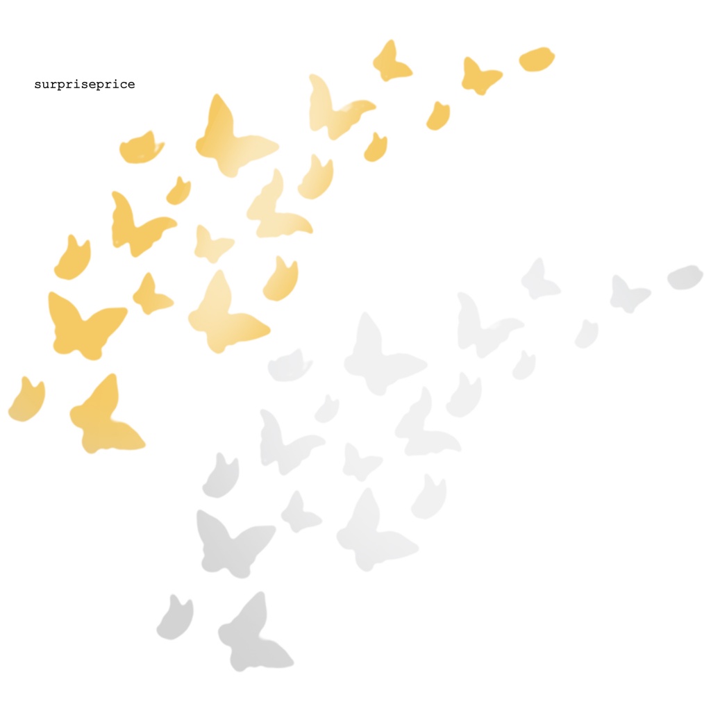 Bộ 20 Miếng Dán Tường Tráng Gương 3D Hình Bướm Sống Động Chống Nước Trang Trí Nhà Cửa