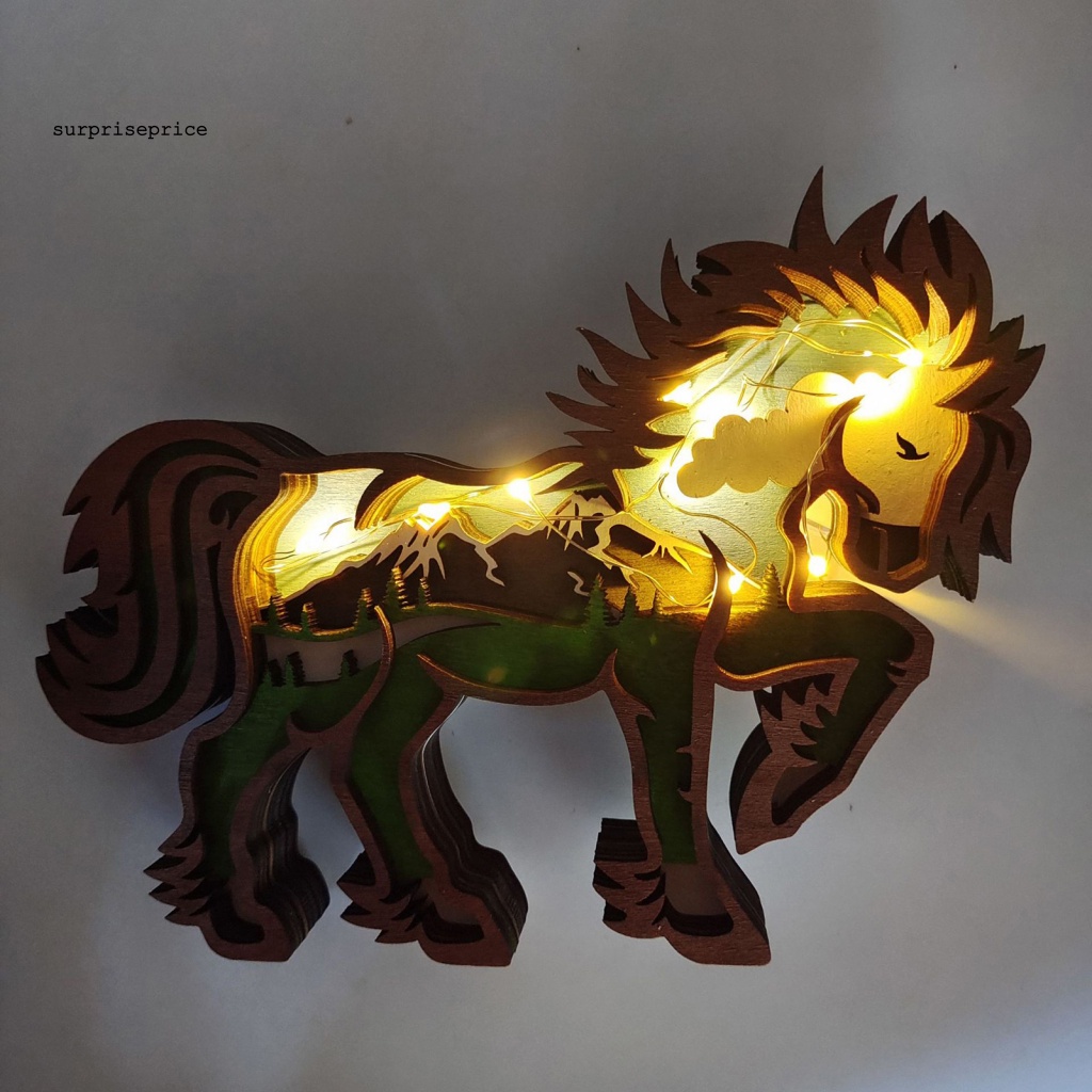 Phụ Kiện Trang Trí Giáng Sinh Hình Ngựa Bằng Gỗ Rỗng Chạm Khắc Rỗng