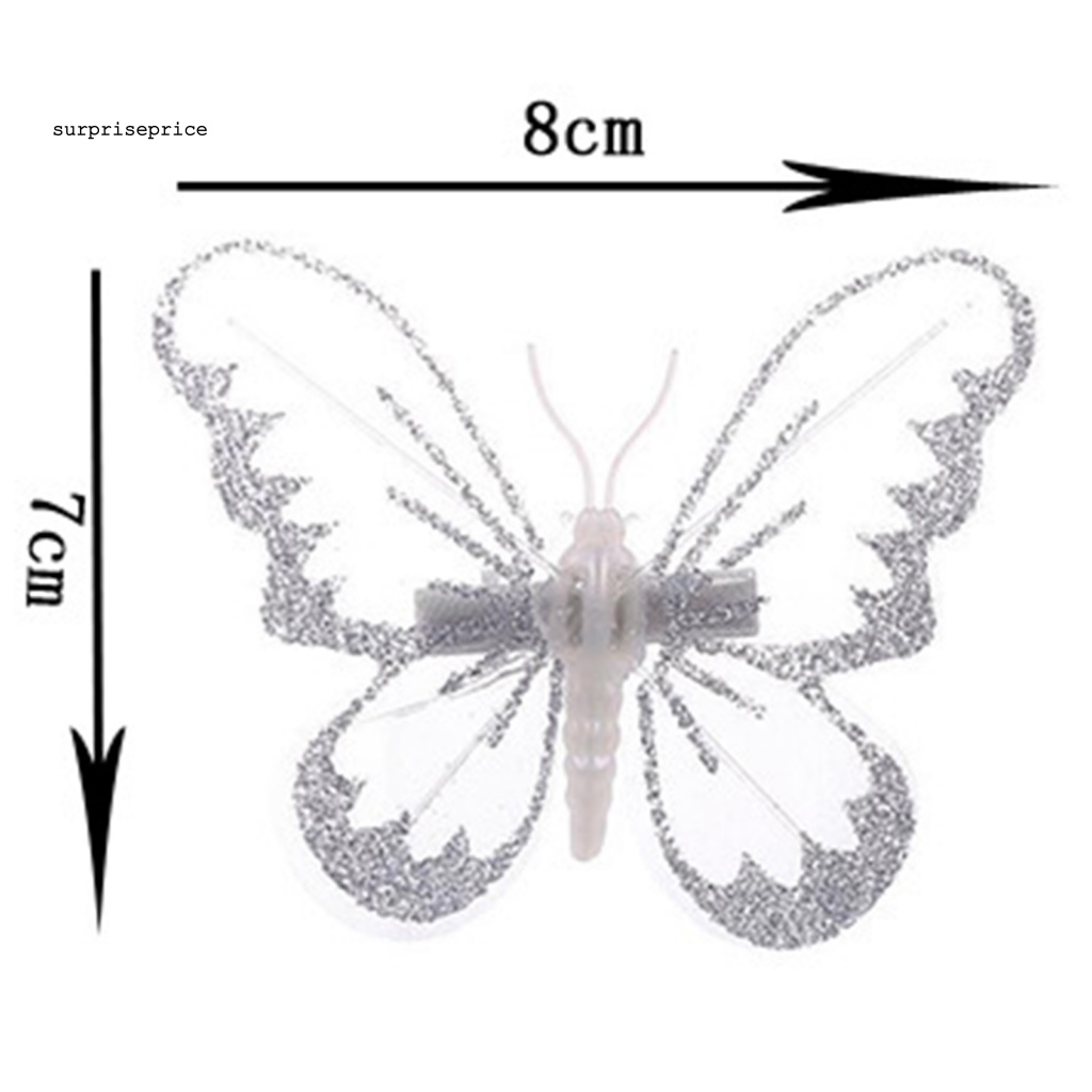 Set 12 Bươm Bướm 3D Có Kẹp Gắn Trang Trí Cây Thông Giáng Sinh