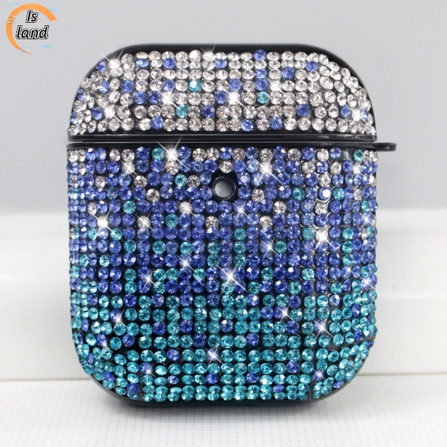 [IS] Vỏ Cứng Bảo Vệ Hộp Sạc Tai Nghe Bluetooth Không Dây Nắp Lật Đính Kim Cương Thời Trang