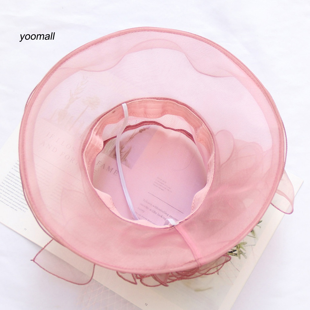 Yo / Mũ Rộng Vành Che Nắng Bán Trong Suốt Họa Tiết Hoa Bốn Cánh Thời Trang Mùa Hè Cho Nữ