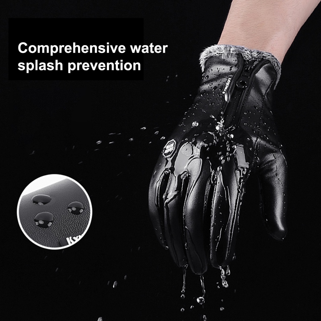 1 Đôi Găng Tay Giữ Ấm Mùa Đông Bằng Da PU Có Thể Chạm Màn Hình Cảm Ứng Thân Thiện Với Môi Trường