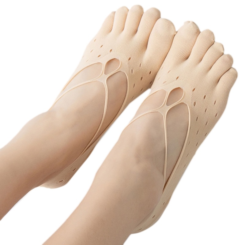 Set 5 Đôi Tất Xỏ Ngón Bằng Silicone Chống Trượt Thoáng Khí Dành Cho Nữ