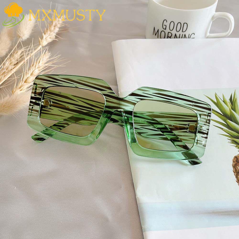 Kính Mát Hình Chữ Nhật In Họa Tiết Da Báo Màu Xanh Lá / Đen Sang Trọng Thời Thượng Dành Cho Bạn Nữ