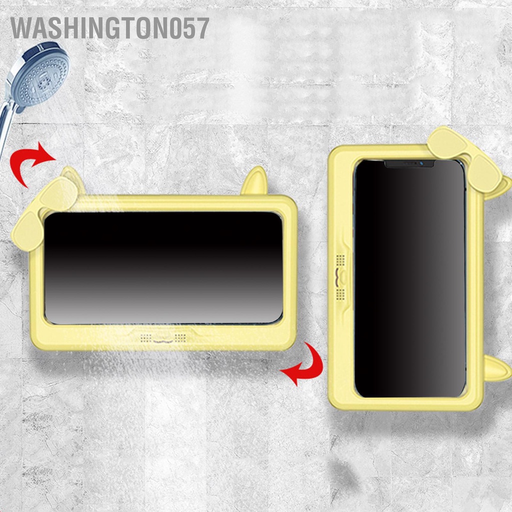 Washington057 Tắm Giá Đỡ Điện Thoại Tai Mèo Hoạt Hình Xoay 360 Độ Chống Nước Ngăn Ếch Đấm Treo Tường