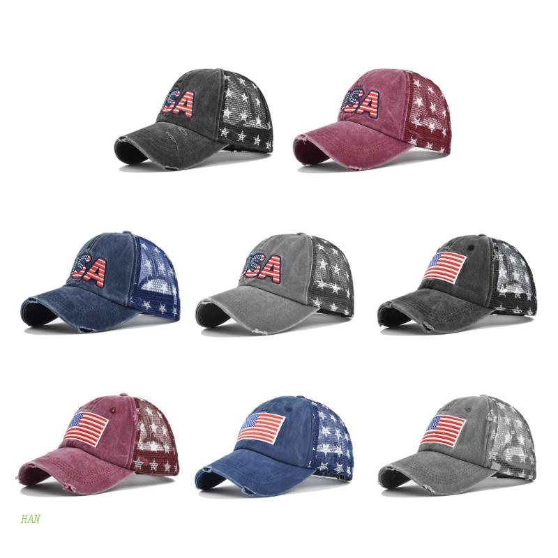 Mũ Lưỡi Trai Họa Tiết US-Flag Có Thể Điều Chỉnh Thời Trang Xuân Hè Cho Người Lớn