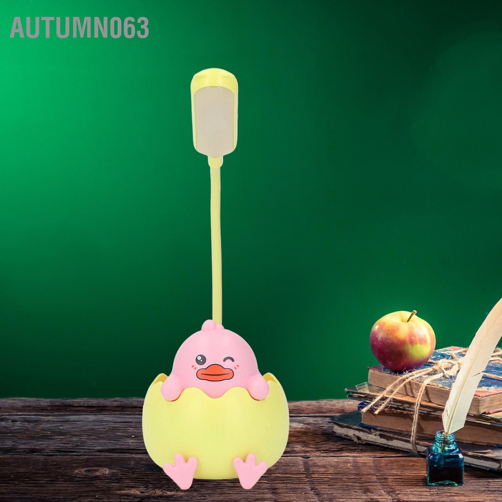 Autumn063 Đèn Trẻ Em Dễ Thương Có Giá Đỡ Bút Hình Dáng Sạc USB Bảo Vệ Mắt LED Để Bàn Cổ Thể Điều Chỉnh Được