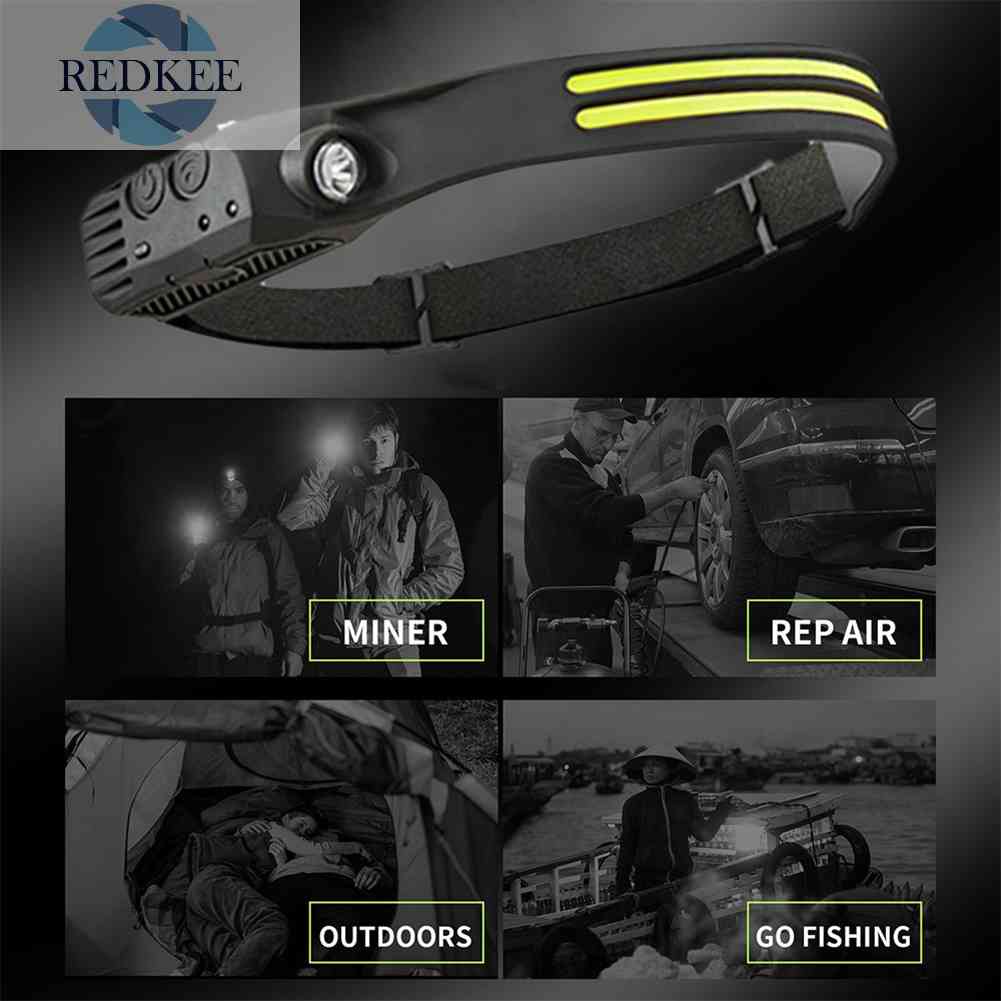 Đèn LED COB Đeo Trán Cảm Ứng Mạnh Mẽ Cắm Trại Ngoài Trời