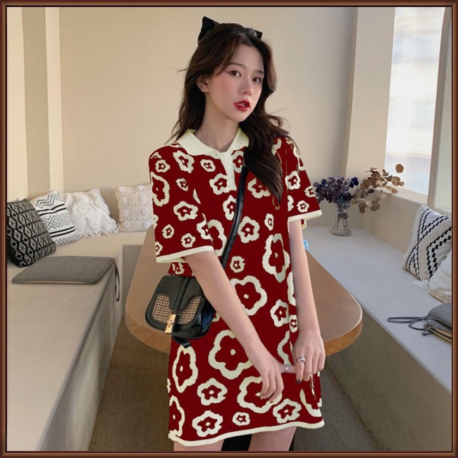 Đầm Thun Ngắn Tay Dáng Rộng Thời Trang Mùa Hè Phong Cách Retro Dành Cho Nữ