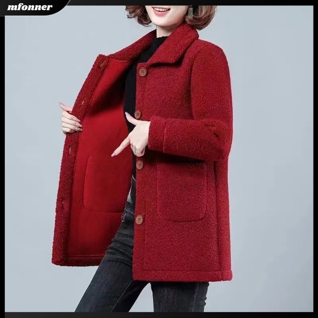 Áo Khoác Dáng Rộng Cỡ Lớn Màu Sắc Đơn Giản Ấm Áp Cho Nữ