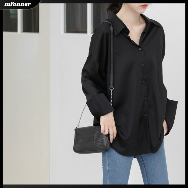 Áo Cardigan Tay Dài Dáng Rộng Màu Sắc Đơn Giản Thanh Lịch Cho Nữ