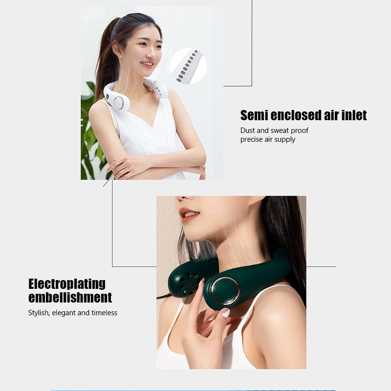 Quạt Làm Mát Đeo Cổ Không Cánh Sạc Cổng USB Có Màn Hình Kỹ Thuật Số Dành Cho Chơi Thể Thao Ngoài Trời