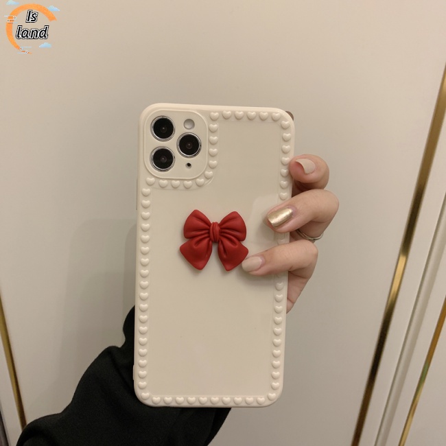 [IS] Ốp Điện Thoại Ba Chiều Mềm Đính Nơ Trang Trí Bảo Vệ Toàn Diện Cho Iphone12