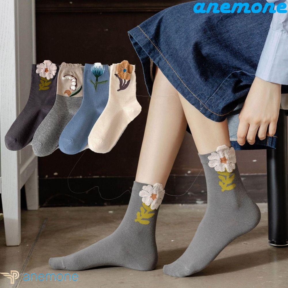 Đôi Vớ Cotton Thoáng Khí In Họa Tiết Hoa Thời Trang Dành Cho Nữ